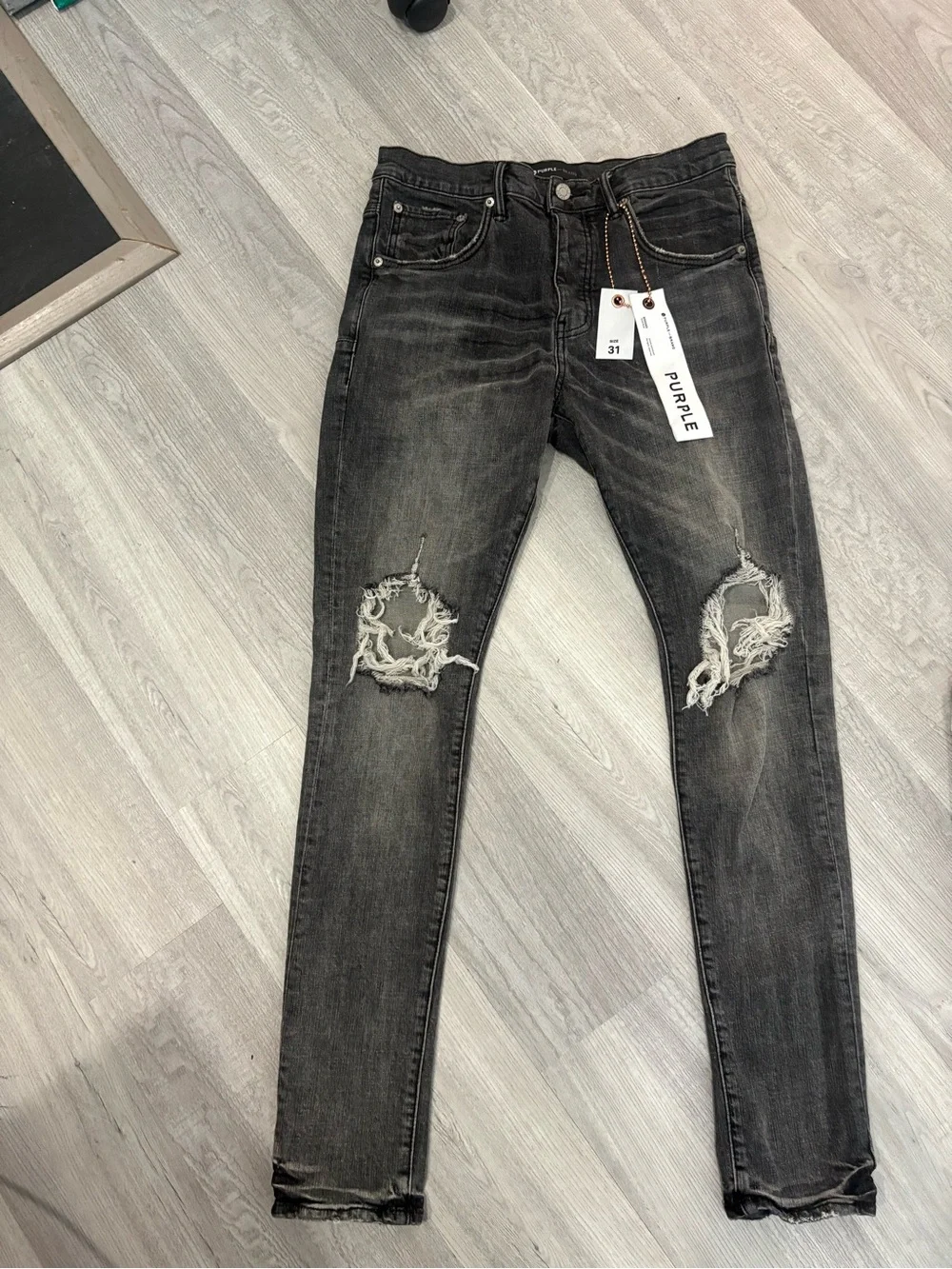 Size 31 Purple brand Black Distressed Skinny Jeans - men’s